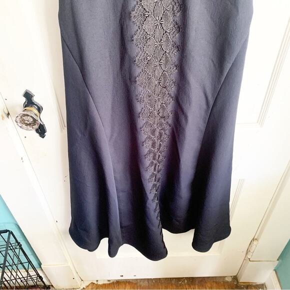 Veronika Maine Navy Floral Lace Front Detail Midi A-Line Dress NWT Cocktail XS/S - Picture 2 of 11